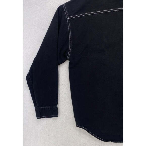 Forever 21 Jacket Men's Small Black Denim Trucker Button-Up Jean Dark Wash - Picture 10 of 11